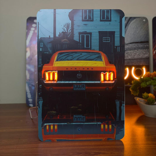 Neon Mustang Tail Light Poster