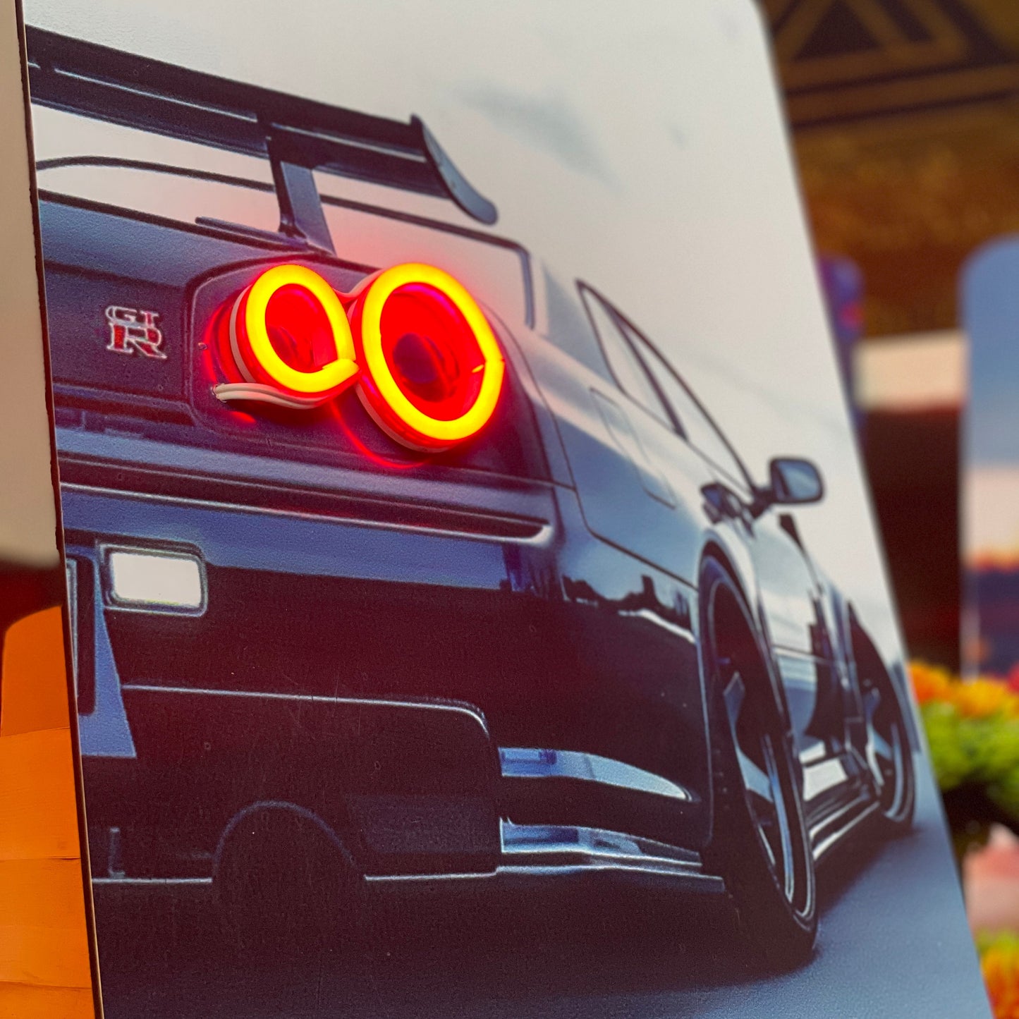 Vintage Muscle Car Neon Poster: " Timeless Glow